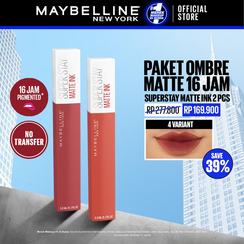 MAYBELLINE Paket Hemat Superstay Matte Ink 2 pcs Ombre Set Lipstick - Long Lasting - 1
