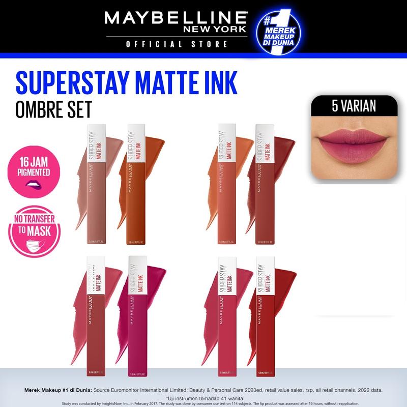 MAYBELLINE Paket Hemat Superstay Matte Ink 2 pcs Ombre Set Lipstick - Long Lasting - 2