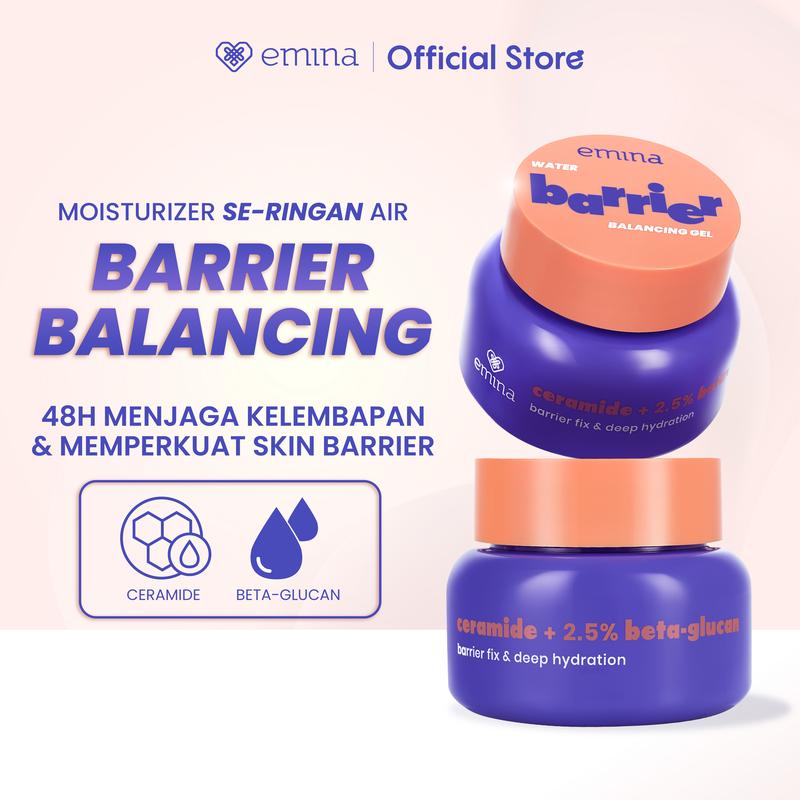 Emina Water Barrier Balancing Gel Moisturizer 30g | 48H Menjaga Kelembaban, Memperkuat Skin Barrier, Meningkatkan Elastisitas Kulit, untuk Kulit Kering Dehidrasi, Pelembab Seringan Air