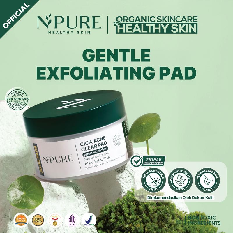 【CICA Pad】NPURE Acne Clear Pad 40pds / Kapas Eksfoliasi Kulit Jerawat / Acne Exfoliating Pad (40 pads) /eksfoliasi/kapas eksfoliasi/eksfoliasi wajah/skincare viral/eksfoliaasi viral/mengangkat sel kulit mati/skincare berjerawat/kulit normal